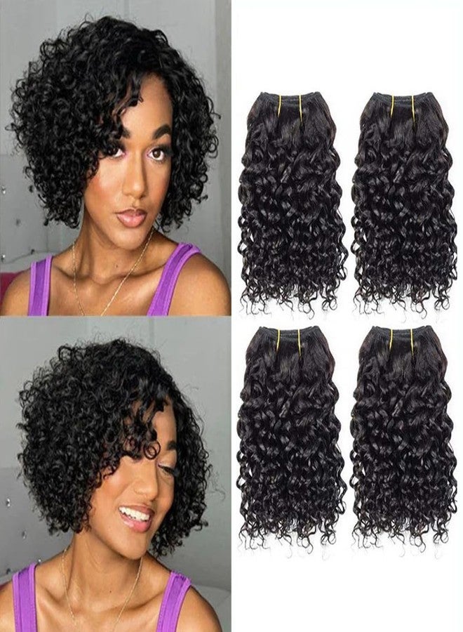 hengya Curly Bundles Human Hair 4 Bundles 8 8 8 8 Inch 12A Unprocessed Brazilian Curly Virgin Hair Short Bundles 50 Gram/Bundle Natural Color - Image 1